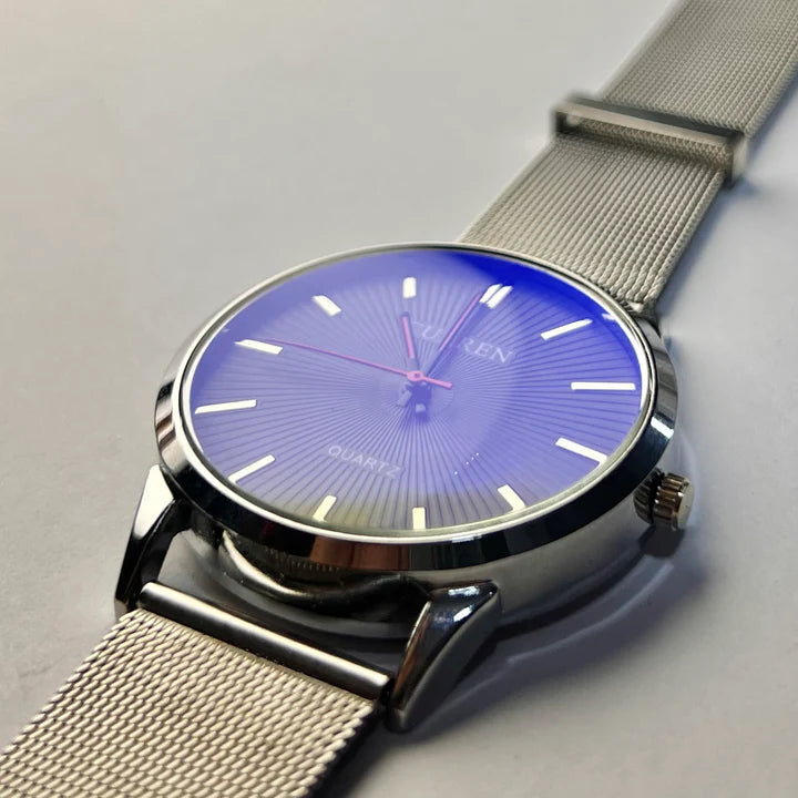 Men’s Silver Chain Watch – Sleek Casual Design, Premium Finish, Stainless Look